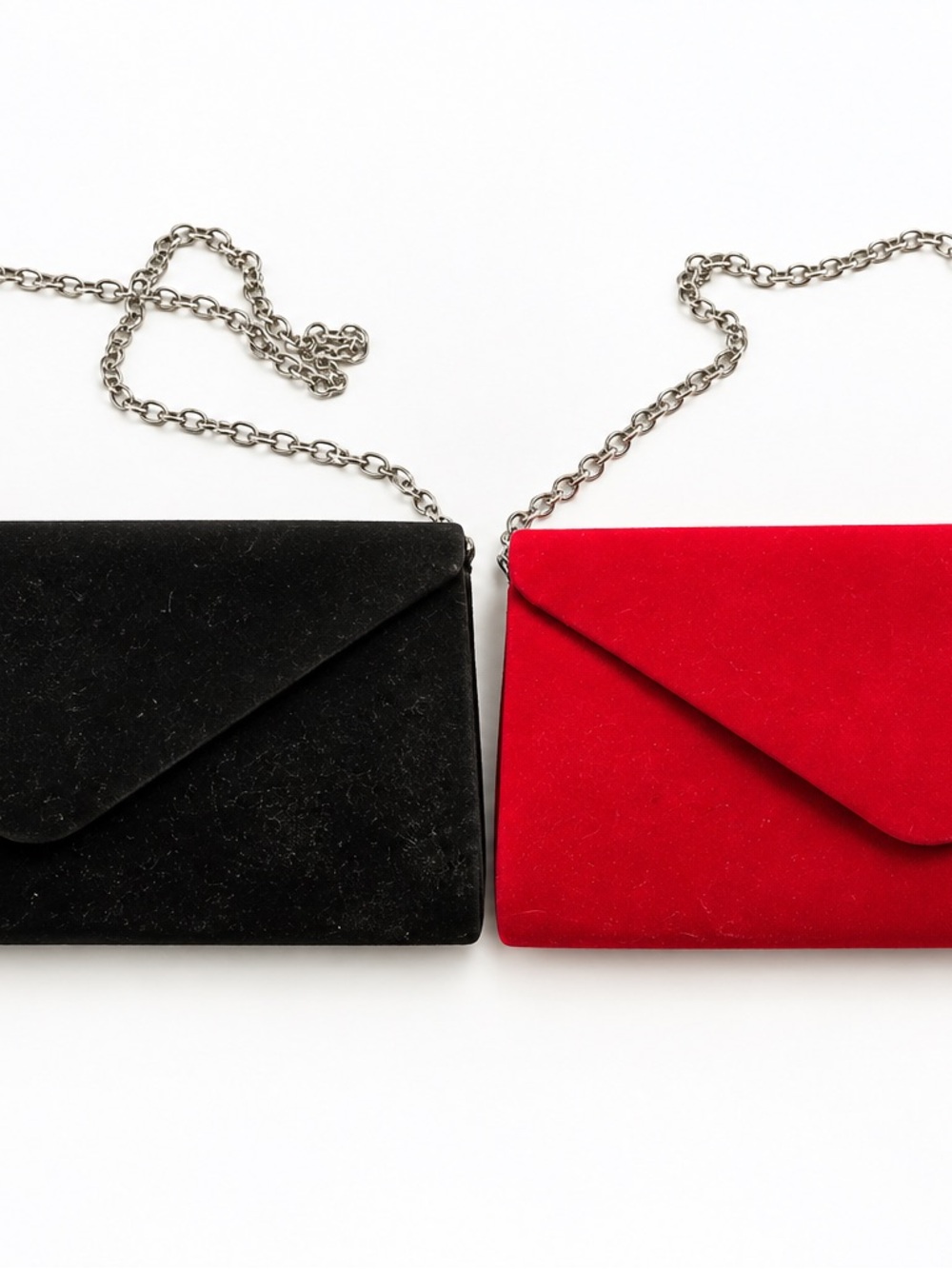 Title: Lot of 2 Envelope Clutch Purses – Red & Black with Chain Straps